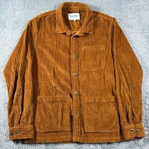Corridor NYC Variegated Corduroy Overshirt Chore Jacket Mens Medium Brown Pocket